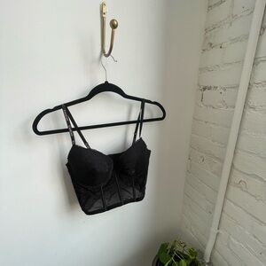bebe black corset crop top